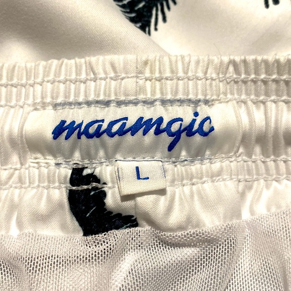 Maamgic Mens Quick Dry Printed Short Swim Trunks with Mesh Lining Swimwear Sz L - Picture 4 of 5